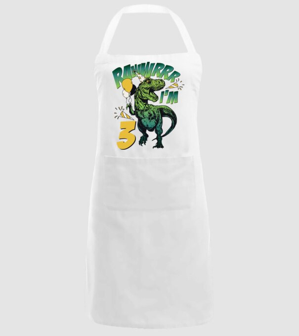 'Birthday Dinosaur rawww i''m 3' model alb pe tricou