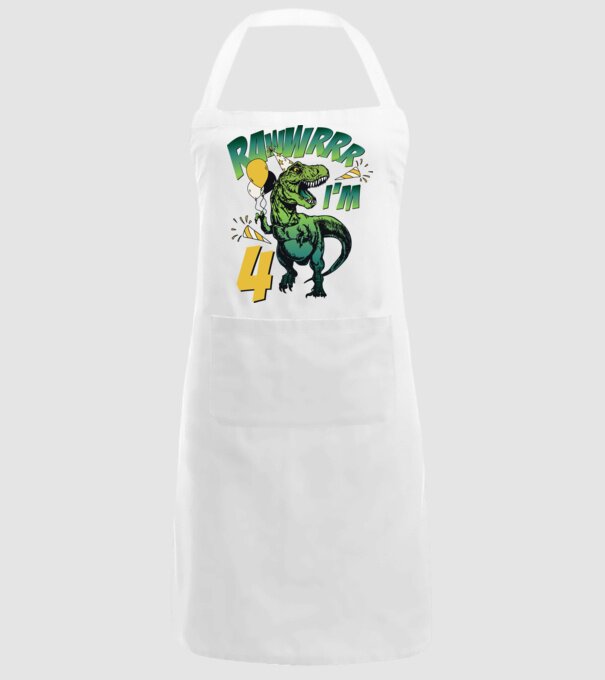 'Birthday Dinosaur rawww i''m 4' model alb pe tricou