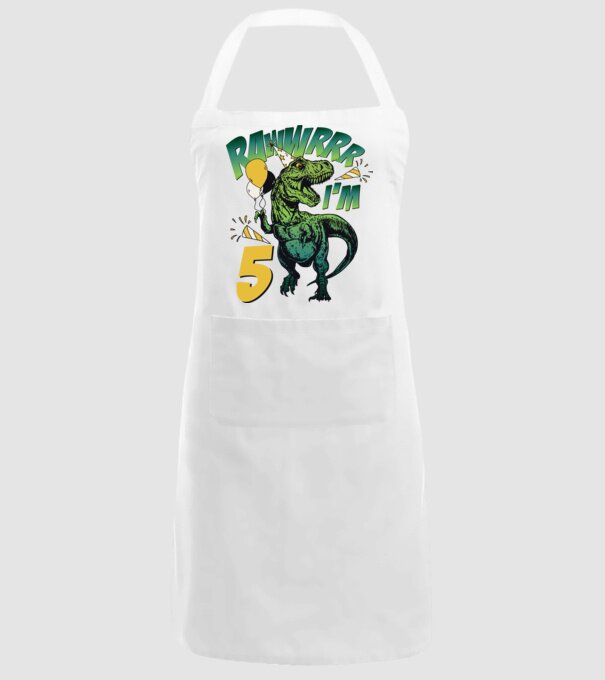 'Birthday Dinosaur rawww i''m 5' model alb pe tricou