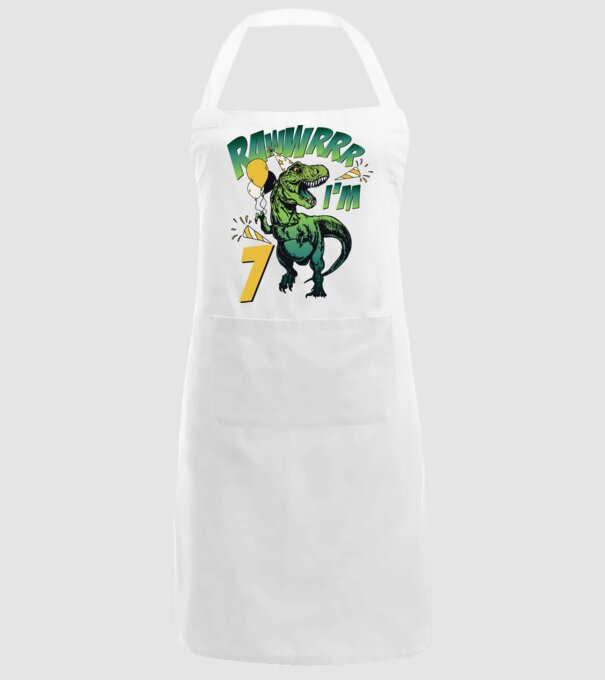 'Birthday Dinosaur rawww i''m 7' model alb pe tricou