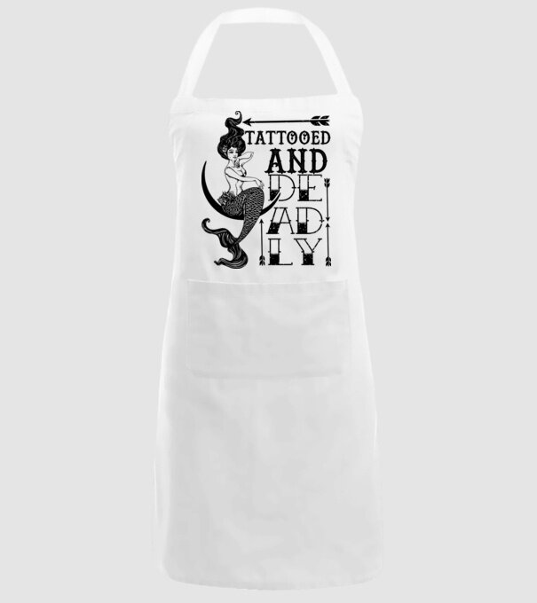 Tattooed and deadly mermaid model alb pe tricou