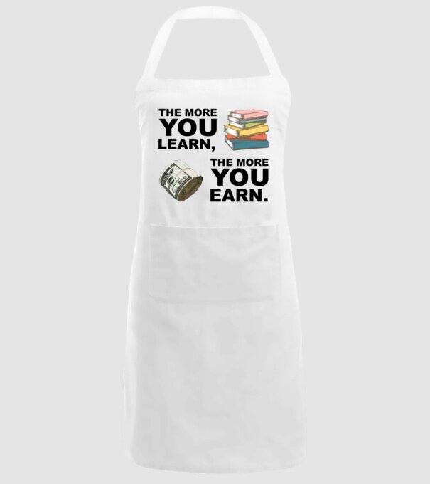 The more you learn the more you earn model alb pe tricou