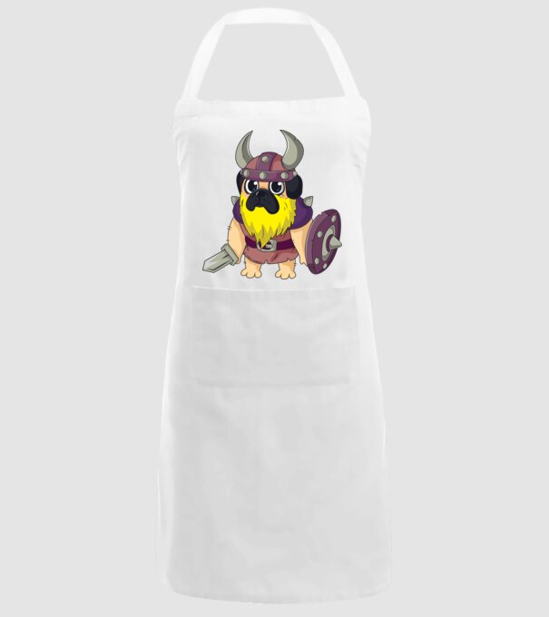 Mops Viking model alb pe tricou