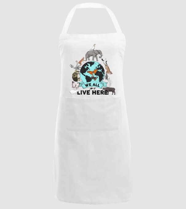 We all live here model alb pe tricou