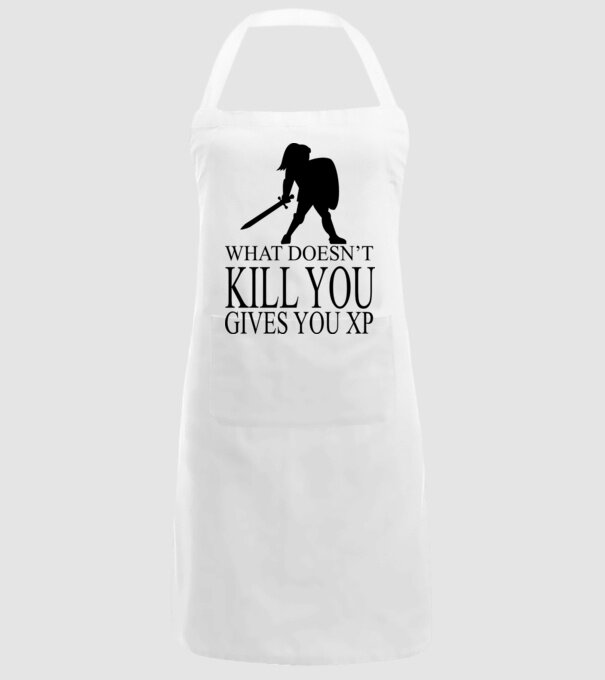 'What doesn''t kill you, gives you XP' model alb pe tricou
