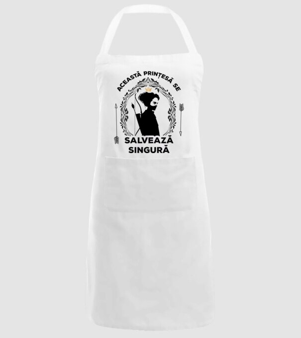 Această prințesă se salvează singură model alb pe tricou