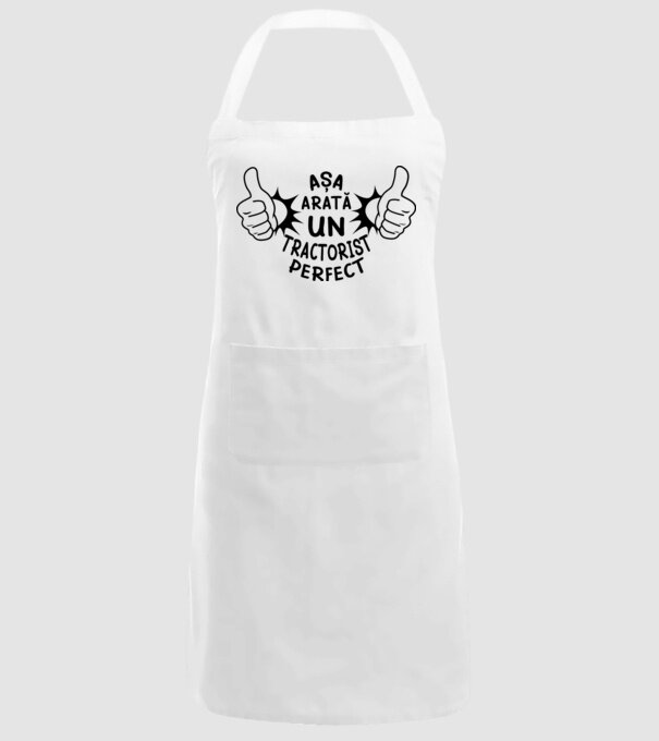 Așa arată un TRACTORIST perfect model alb pe tricou