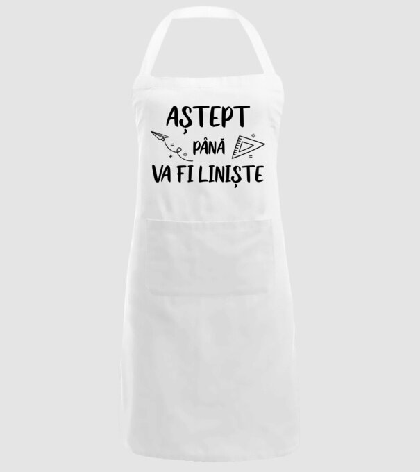 Aștept până va fi liniște model alb pe tricou