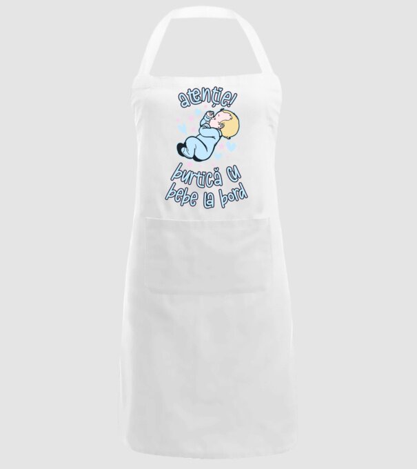 atenție! burtică cu bebe la bord model alb pe tricou