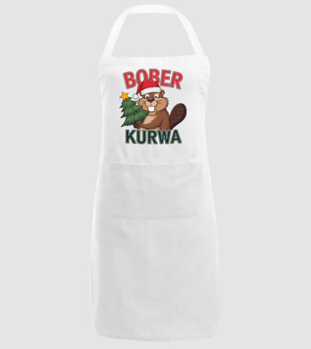 Bober kurwa Christmas model alb pe tricou