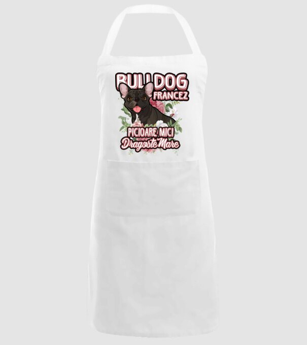 bulldog francez - picioare mici dragoste mare model alb pe tricou