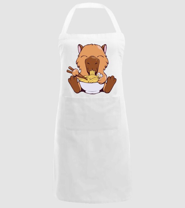 Capibară Ramen model alb pe tricou