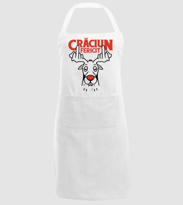 Căprioară de Crăciun antisocială model alb pe tricou