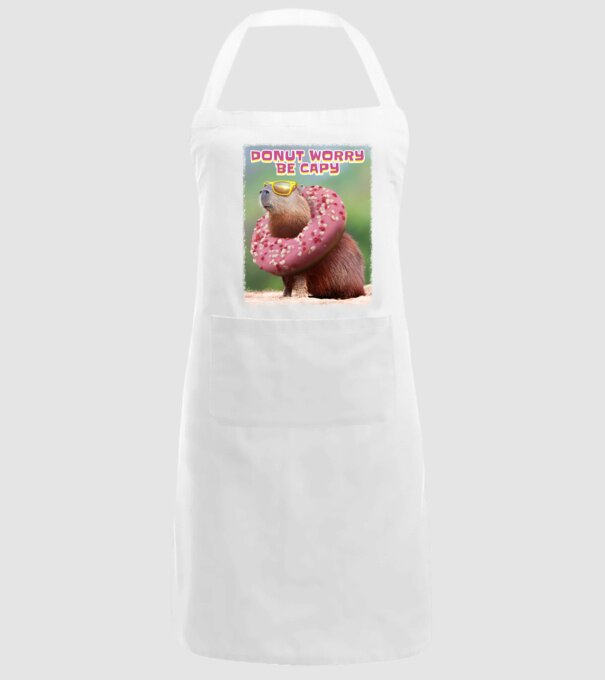 Capybara Donut worry be capy model alb pe tricou