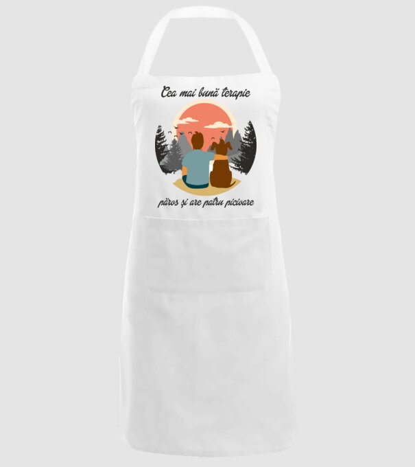 cea mai bună terapie - păros și are patru picioare model alb pe tricou