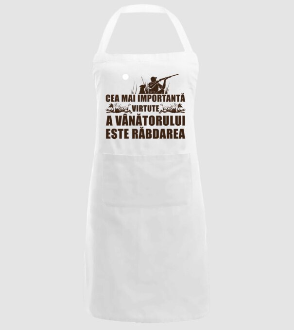 cea mai importantă virtute a vânătorului este răbdarea model alb pe tricou