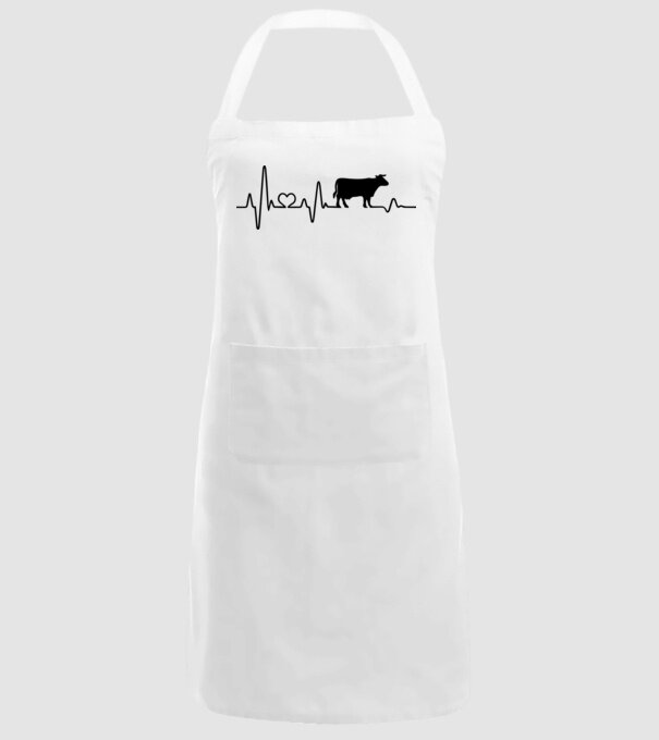 Cow Heartbeat model alb pe tricou