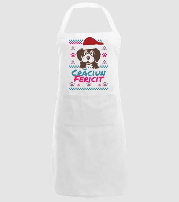 Crăciun Fericit câine model alb pe tricou
