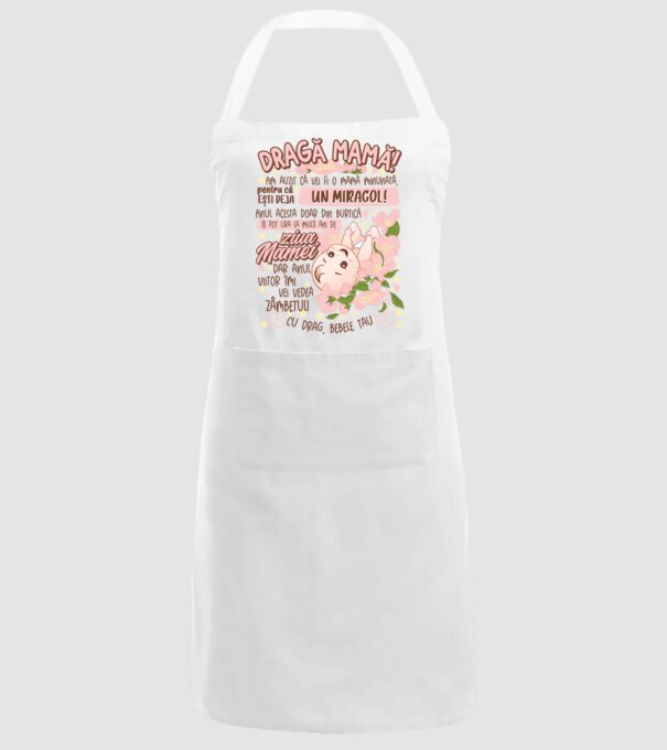 Cu drag, bebele tău model alb pe tricou