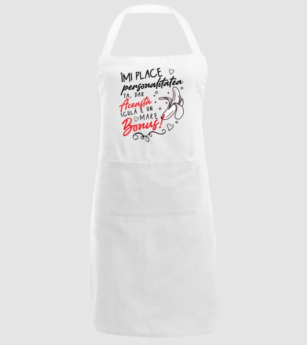 Dar această sculă e un mare bonus! model alb pe tricou