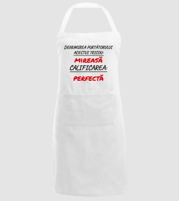 denumirea persoanei care poartă tricoul: mireasă - calificarea: perfectă model alb pe tricou