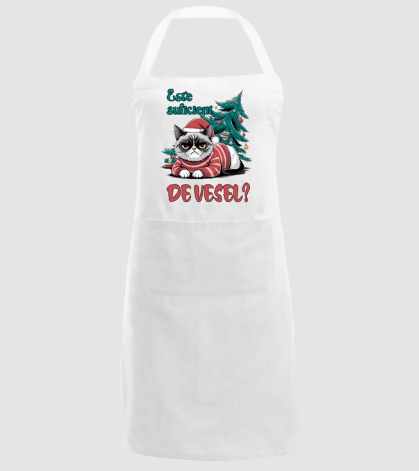 Este suficient de vesel? pisică Crăciun model alb pe tricou