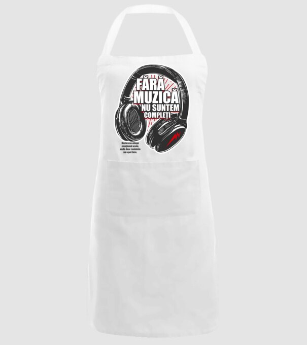 Fără muzică nu suntem compleți - Muzica ne atinge emoțional acolo, unde doar cuvintele nu o pot face. model alb pe tricou