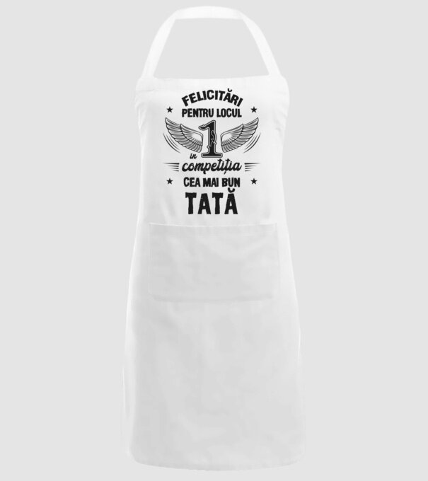 Felicitări pentru locul 1 în competiția Cel mai bun tată! model alb pe tricou