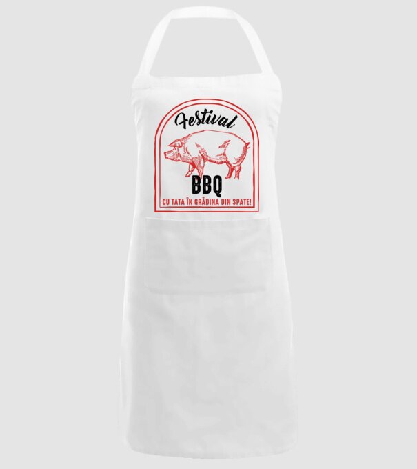 Festival BBQ - cu tata în grădina din spate! model alb pe tricou