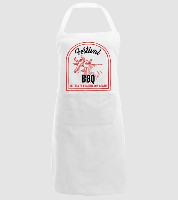 Festival BBQ - cu tata în grădina din spate! model alb pe tricou