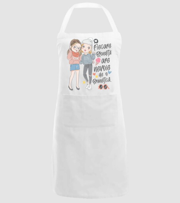 Fiecare blondiță are nevoie de o brunețică model alb pe tricou