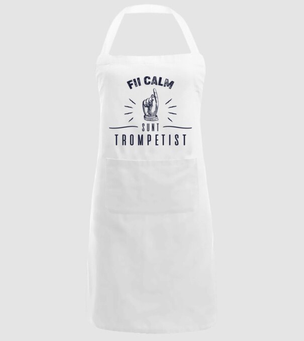fii calm, sunt trompetist model alb pe tricou