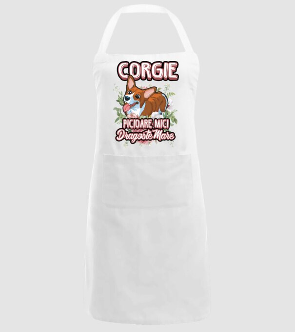 corgie : picioare mici dragoste mare model alb pe tricou