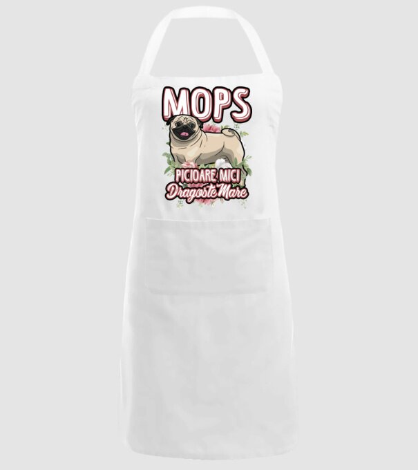 mops : picioare mici dragoste mare model alb pe tricou