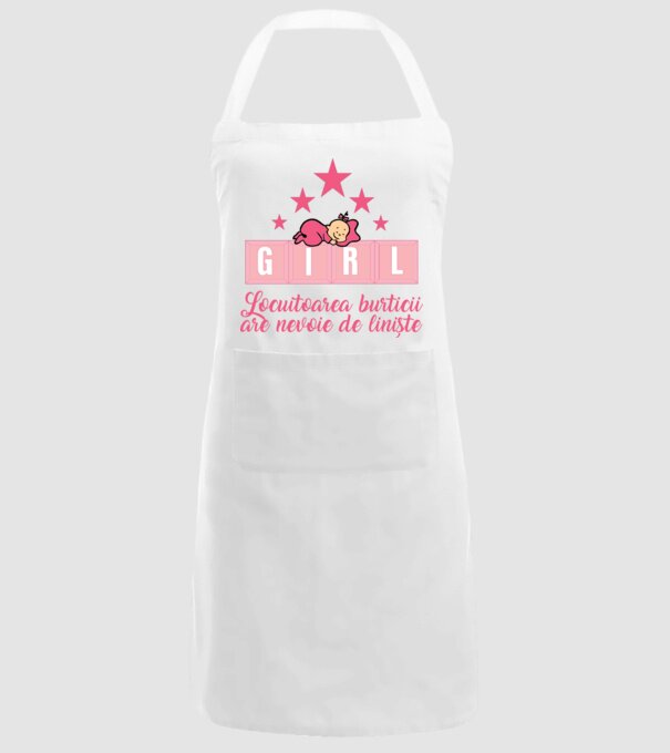 GIRL- Locuitoarea burticii are nevoie liniște model alb pe tricou