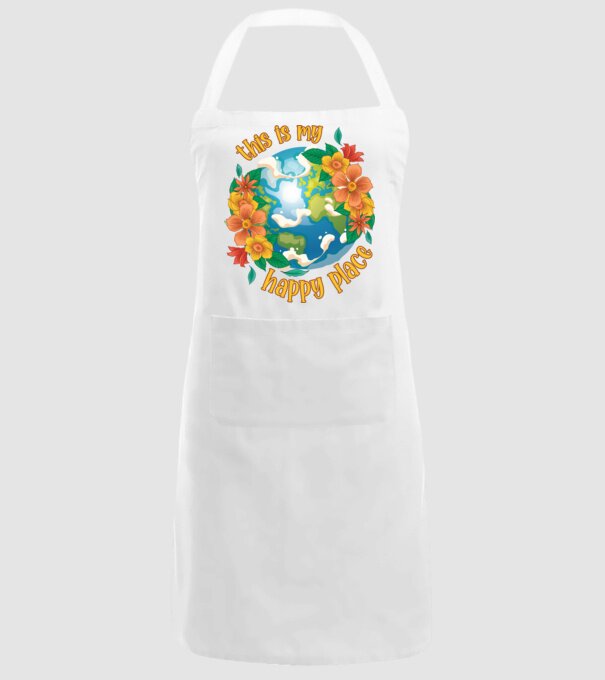 Happy Place model alb pe tricou