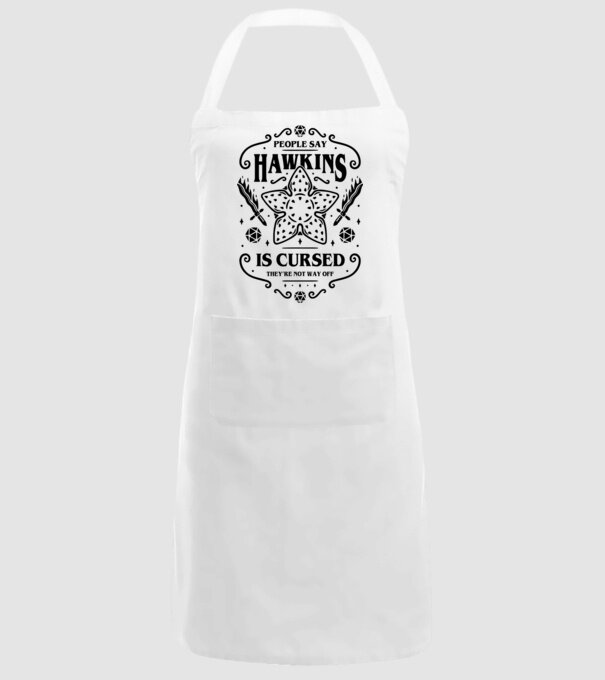 hawkins is cursed model alb pe tricou