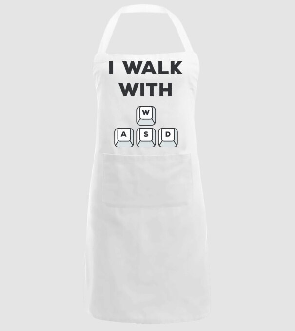 I Walk with WASD model alb pe tricou