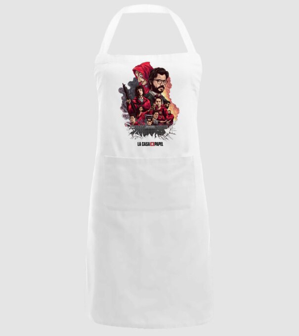 la casa de papel poster theme model alb pe tricou