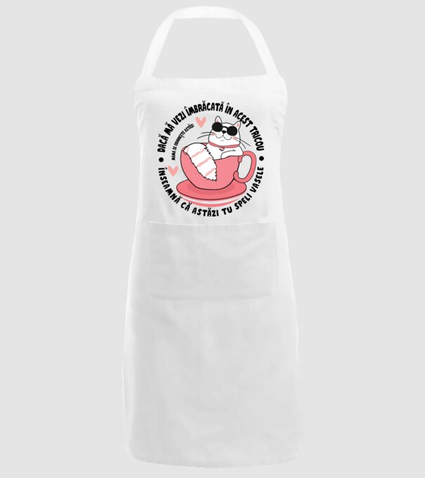 Dacă mă vezi îmbrăcată în acest tricou, înseamnă că astăzi tu speli vasele. Mama se odihnește astăzi. model alb pe tricou