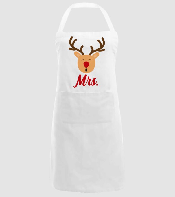Mrs Reindeer christmas couple model alb pe tricou