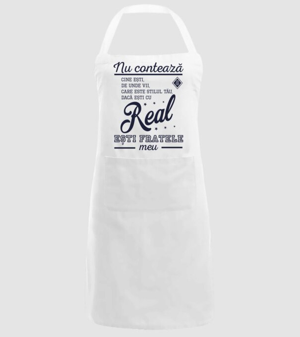 nu contează cine ești, de unde vii, care este stilul tău, dacă ești cu Real, ești fratele meu model alb pe tricou