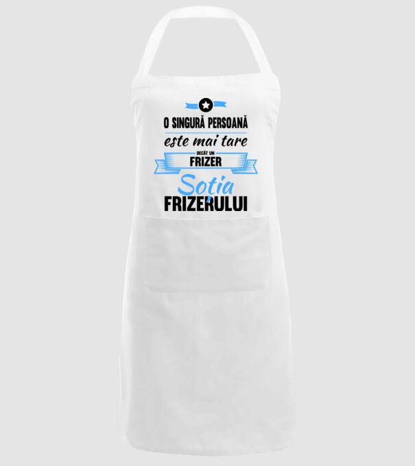 O singură persoană este mai tare decât un frizer, soția frizerului model alb pe tricou