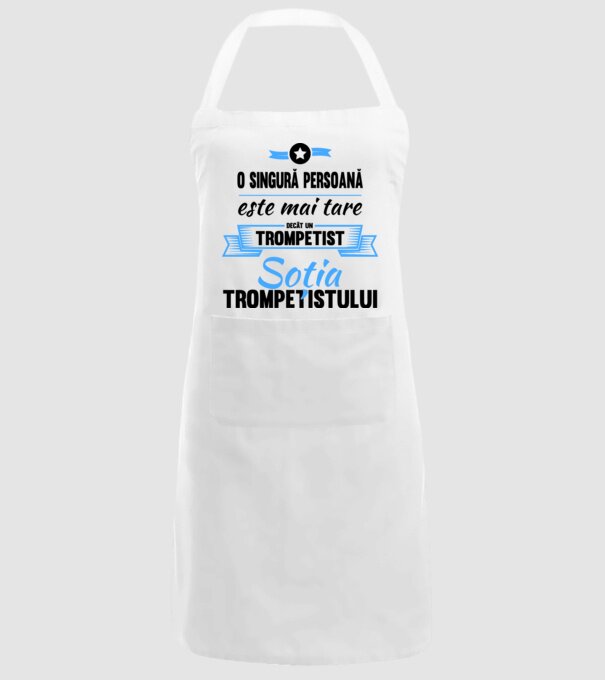 numai o persoană este mai tare decât un trompetist, soția trompetistului model alb pe tricou