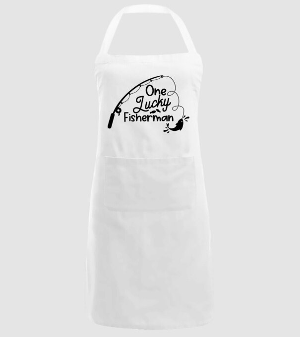 One lucky Fisherman model alb pe tricou