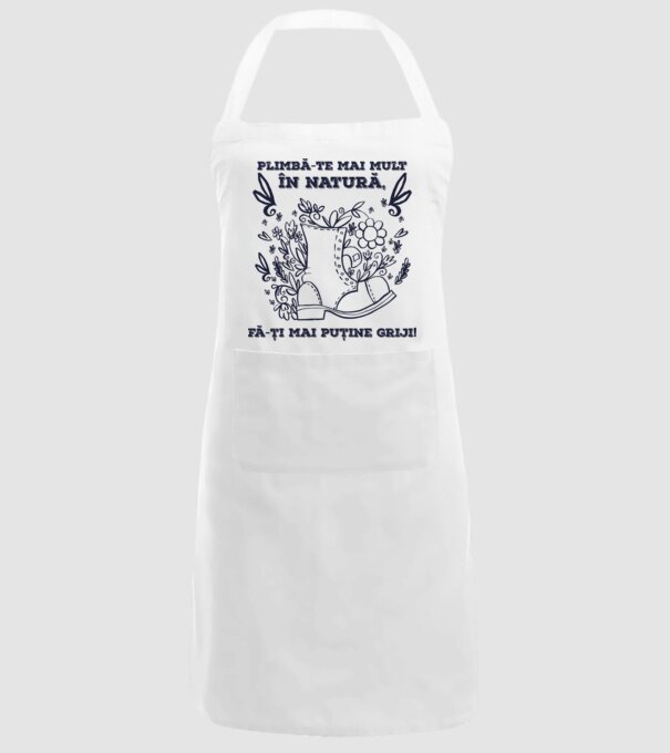 Plimbă-te mai mult în natură, fă-ți mai puține griji! model alb pe tricou