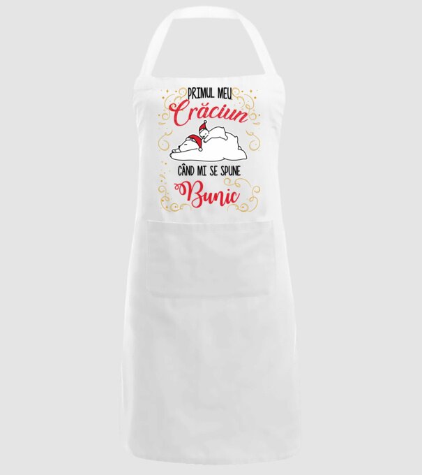 Primul meu Crăciun când mi se spune bunic! model alb pe tricou