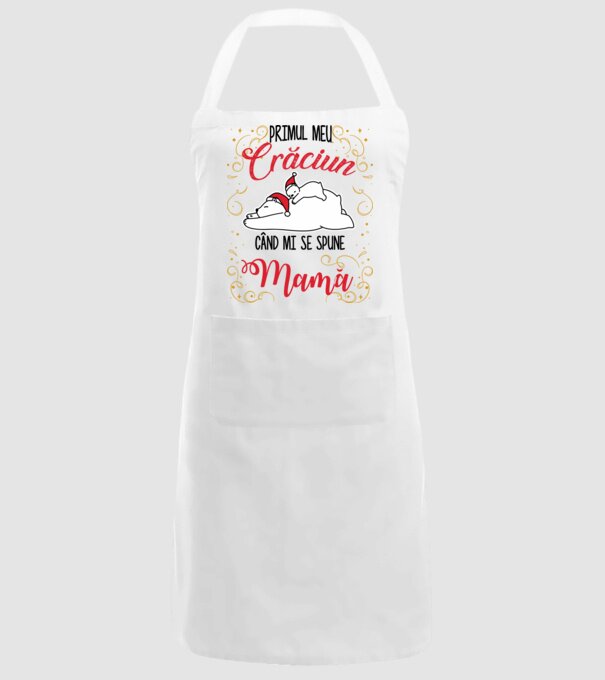 Primul meu Crăciun când mi se spune mamă! model alb pe tricou