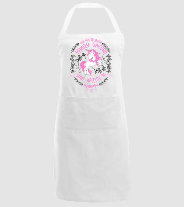 Cele mai frumoase prințese unicorn sunt născute în Februarie model alb pe tricou
