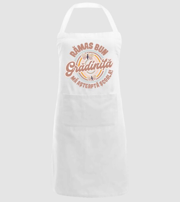 Rămas bun grădiniță, mă așteaptă școala! model alb pe tricou
